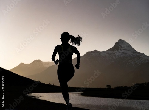 Silhouette of person running. Runner concept.