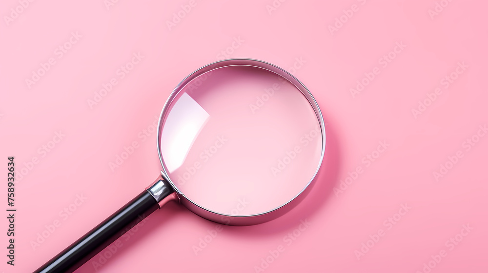 An antique magnifying glass placed on a pastel background An antique magnifying glass placed on a pastel background