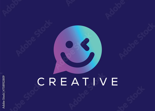 Minimal Blink chat logo vector template. Modern Chat Logo