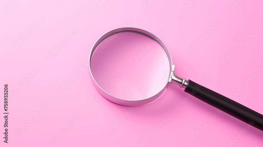 An antique magnifying glass placed on a pastel background An antique magnifying glass placed on a pastel background