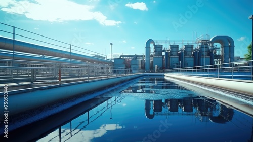 A view of a factory with various pipes and structures. Suitable for industrial and manufacturing themes