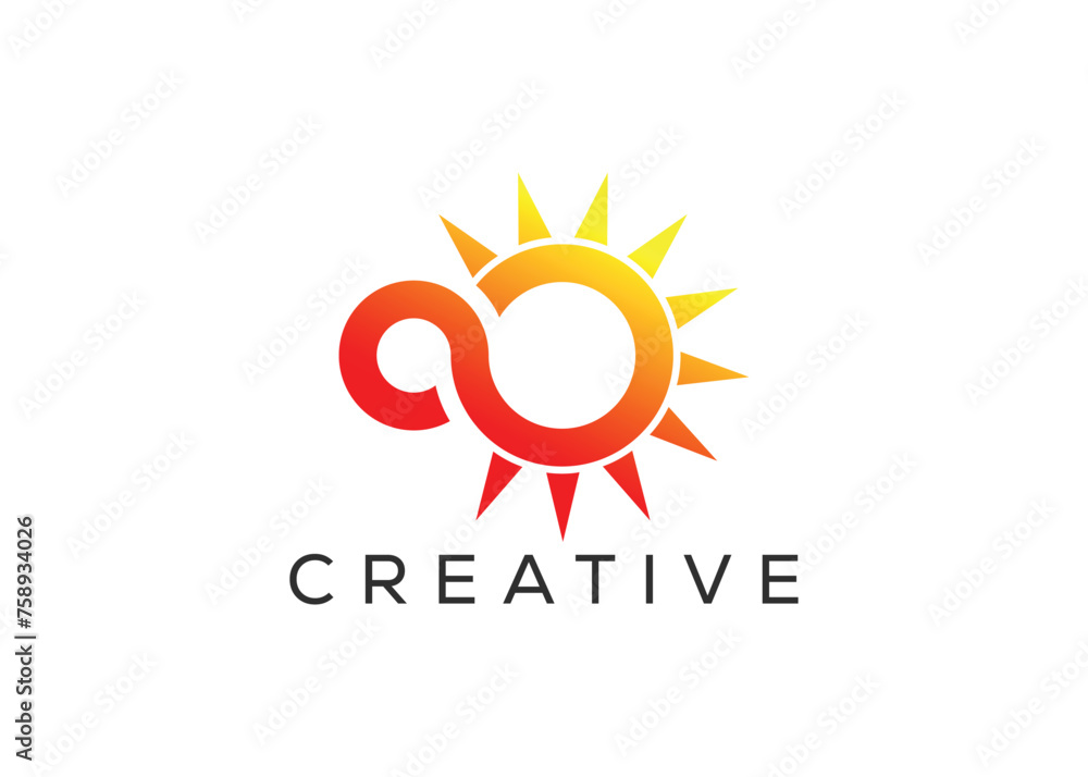 Fototapeta premium Minimal Infinity sun logo vector template