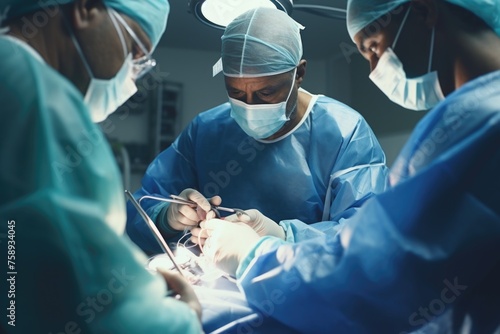 Surgeons performing surgery on a patient, suitable for medical and healthcare concepts photo