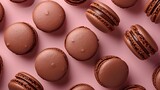 Decadent Delight: Top View of Chocolate French Macaroons. Generative AI