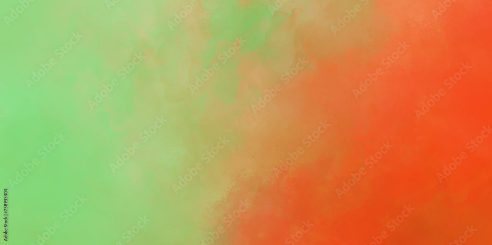 Orange and green watercolor background texture design .abstract orange and green watercolor painting background .Abstract panorama banner watercolor paint creative concept .