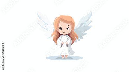 Cartoon angel flat vector isolated on white background