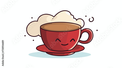 Cartoon hot cup of coffee with speech bubble flat vector
