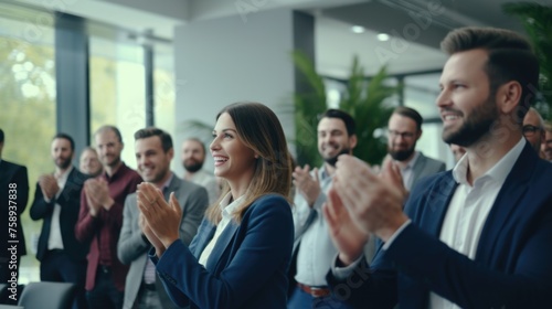 A diverse group of people clapping and showing appreciation. Perfect for teamwork and success concepts