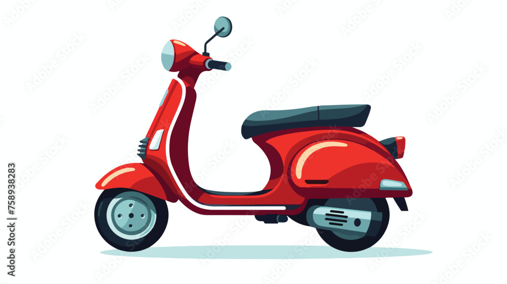 Classic scooter isolated top view .. flat vector 
