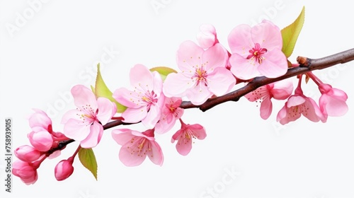 Branch with pink flowers, perfect for spring designs © Ева Поликарпова