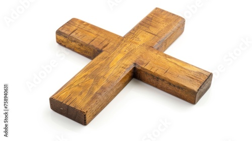 wooden cross isolated on white