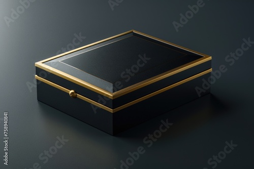 Elegant black and gold box on a dark background. Perfect for luxury product presentations © Ева Поликарпова