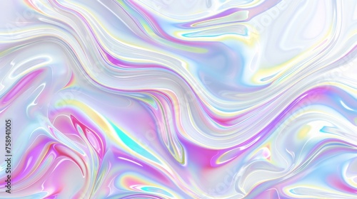 White abstract holographic background. Holograph color texture with foil effect. Halographic iridescent backdrop. Pearlescent gradient for design.  photo