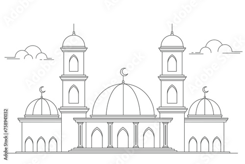 Islamic mosque minimal line design illustration