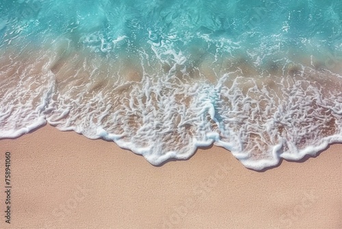 Soft wave of blue ocean on sandy beach. Background. generative ai.