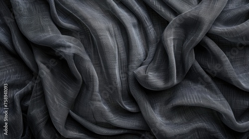 Close up view of black fabric. Suitable for textile industry