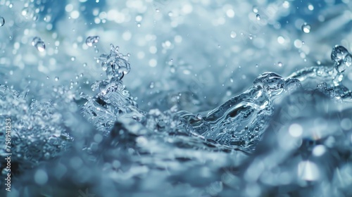 Close up of a water splash on a surface. Perfect for advertising and nature themes