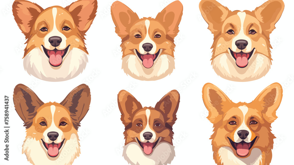 Cute dog Welsh Corgi portrait square smile mascot