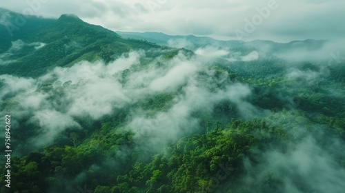 Mountain covered in clouds, perfect for nature backgrounds