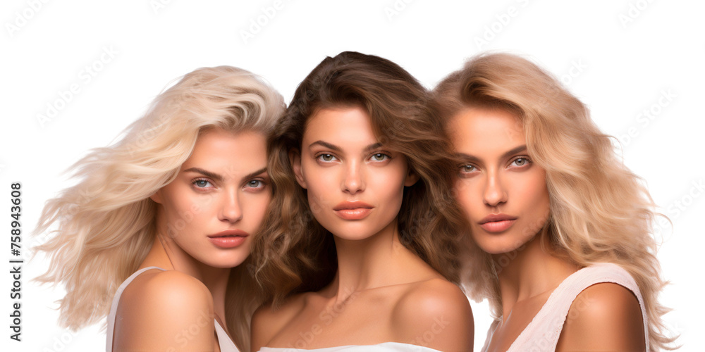 Group of happy smiling women models, isolated cutout people on transparent background Group of happy smiling women models, isolated cutout people on transparent background