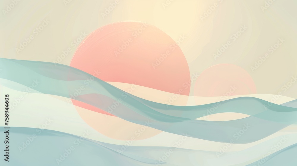 Tranquil geometric abstract background with soft, harmonious colors and fluid shapes for a peaceful, serene theme. Tranquil geometric abstract background with soft, harmonious colors and fluid shapes for a peaceful, serene theme.