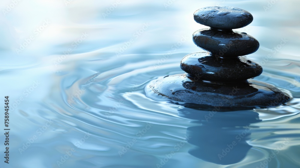 Zen-inspired abstract art with balanced stones and tranquil water elements. Zen-inspired abstract art with balanced stones and tranquil water elements.