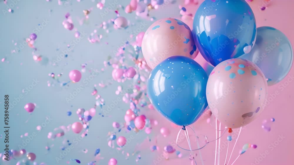Celebrate, balloons and confetti background with copy space for festive gender reveal party, decor, balloon, birthday, fun, holiday, surprise, festive, happy Celebrate, balloons and confetti background with copy space for festive gender reveal party, decor, balloon, birthday, fun, holiday, surprise, festive, happy