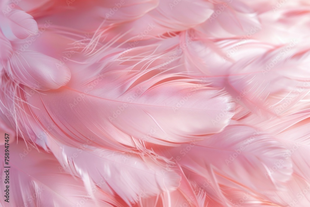 Detailed close up of pink feathers on white background, perfect for design projects