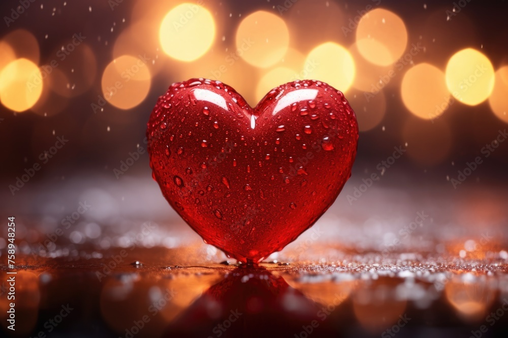 A red heart shaped object on a table. Suitable for love and Valentine's Day concepts A red heart shaped object on a table. Suitable for love and Valentine's Day concepts