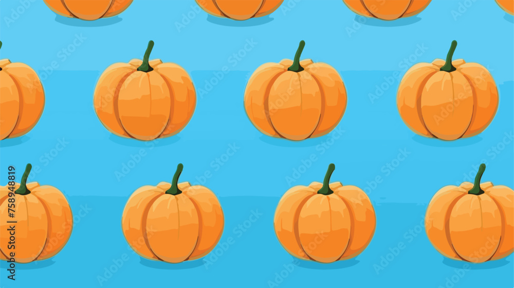 Flat design pumpkins blue background seamless patter