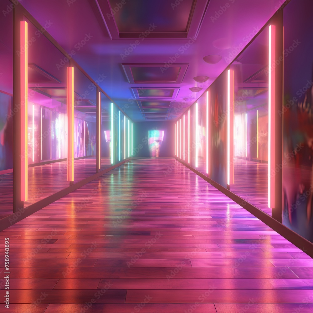 illustration of A hallway in the bar with a realistic style and mirr, Generative ai