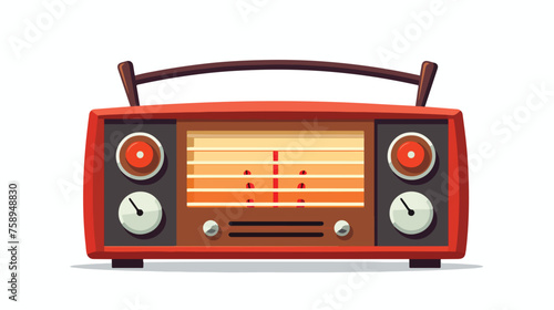 Flat design radio retro classic with two antennas