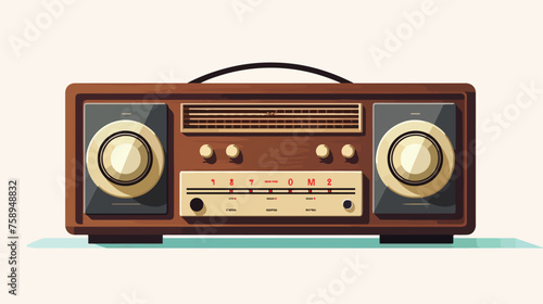 Flat design radio retro classic with two antennas