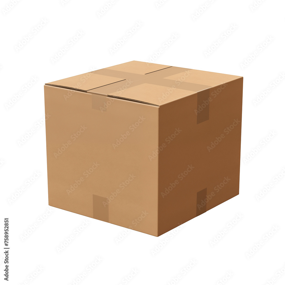 empty closed cardboard box isolated on transparent background. empty closed cardboard box isolated on transparent background.