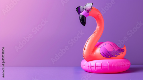 pink flamingo on the white background photo
