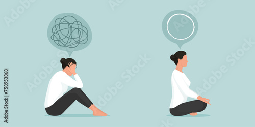 Woman practicing meditation and coping with stress