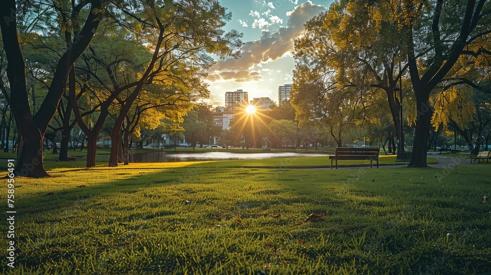 Fototapeta premium City Park. Generative AI.