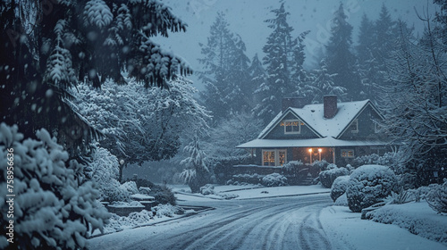 Winter Wonderland Abode: A Cozy Snow-Covered House © Sundas