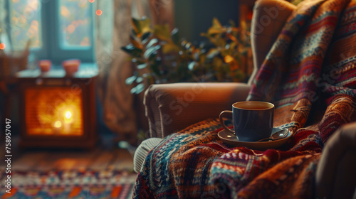 Wallpaper Mural Fireside Retreat: A Cozy Corner for Coffee and Comfort Torontodigital.ca