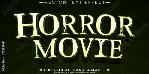Horror movie text effect, editable vintage and scary text style