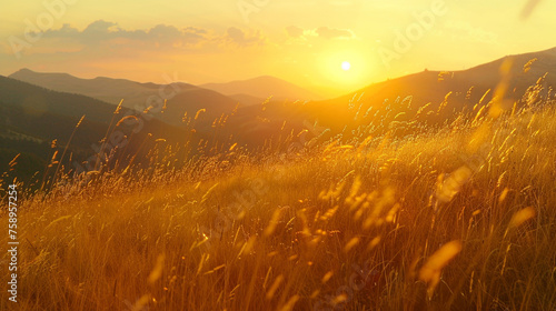 sunrise in the wheat field  photo