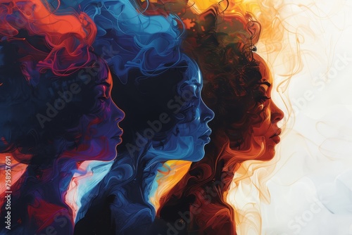 An illustration of diverse silhouettes, representing the wide range and diversity within people's internal spaces. photo