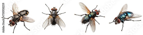 Fly collection isolated on transparent background