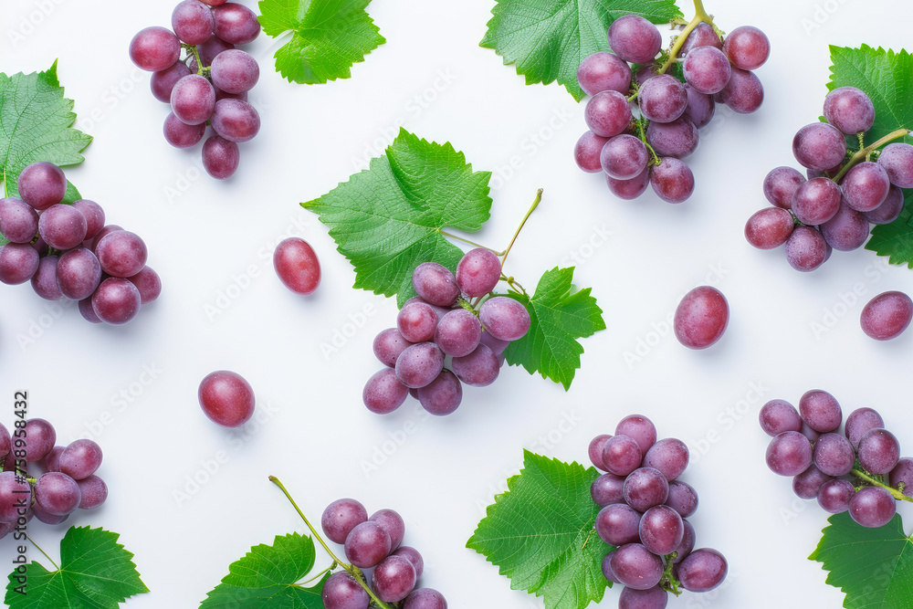 Fresh Red Grapes and Leaves Fresh Red Grapes and Leaves
