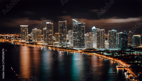 bay USA Downtown view Miami night time View