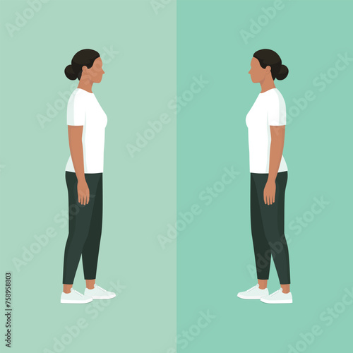 Standing woman looking at herself