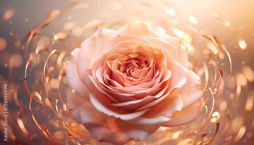 Ethereal rose petals spiraling in soft light.generative ai Ethereal rose petals spiraling in soft light.generative ai