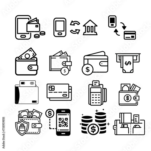 virtual wallet illustration vector,