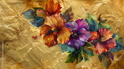 Wallpaper Mural An elegant abstract floral background with intricate golden vines and delicate blooms Torontodigital.ca