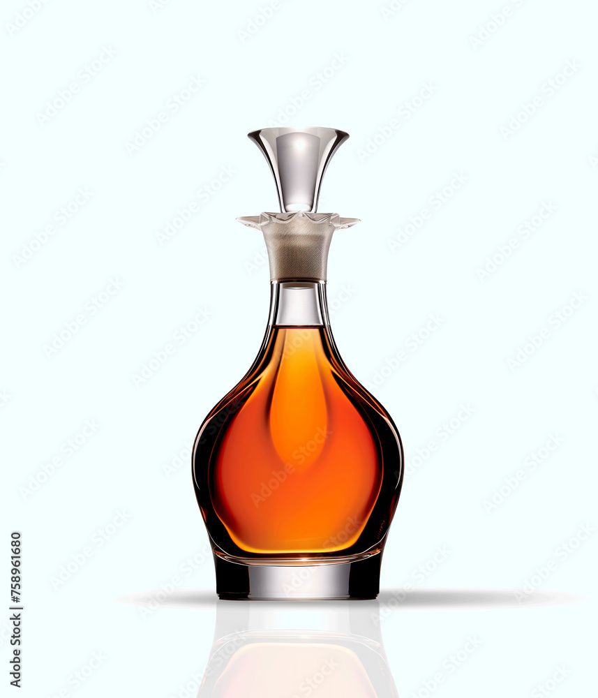 Premium cognac bottle, uniquely shaped, isolated on white background Premium cognac bottle, uniquely shaped, isolated on white background